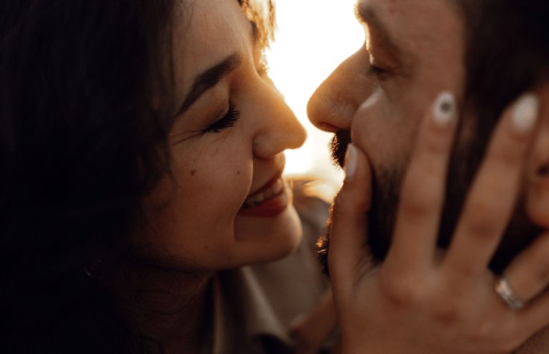 Couple in a warm conversation